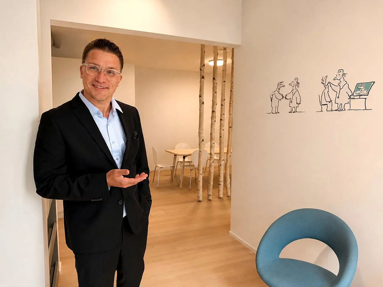 Dr. med. Laurens Gassel im Empfangsbereich der Praxis Zürich
